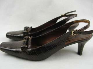 BANDOLINO Brown Croc Print Shoes Heels Sling Back 8  