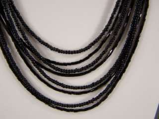   seed bead 8 strand bib multi line necklace beaded earrings set  
