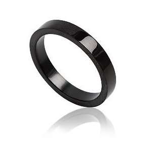  Mission 4mm Black Stainless Steel Flat Ring  Size 6 