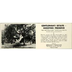  1931 Ad Live Oak Plantation Shooting Hunting Preserve 