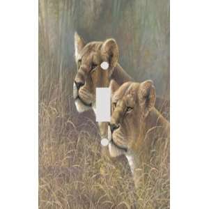  Two Lionesses Decorative Switchplate Cover