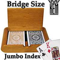 KEM ARROW B/G Narrow Jumbo Index Plastic Cards Wood Box  