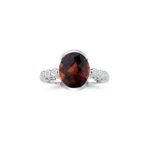  0.12 Cts Diamond & 3.75 Cts Garnet Ring in 14K White Gold 
