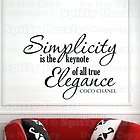 COCO CHANEL SIMPLICITY IS THE KEYNOTE OF ELEGANCE Quote Vinyl Wall 