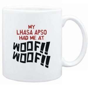    Mug White MY Lhasa Apso HAD ME AT WOOF Dogs