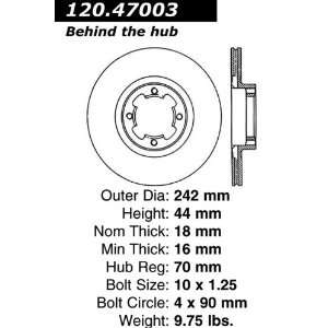  Centric Parts 120.47003 Premium Brake Rotor with E Coating 