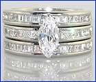 65 CT. Stunning Marquise Solitaire CZ Bridal Wedding Ring Guard Set 