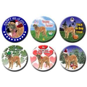  Leonberger Set Of 6 Holiday Pin Badges 