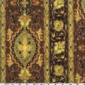   Paisley Stripe Chocolate Fabric By The Yard Arts, Crafts & Sewing