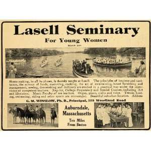  1912 Ad Lasell Seminary Preparatory Women River Horses 