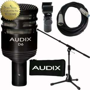  Audix D6 Cardioid Kick Drum Bass Microphone NEW w Stand 