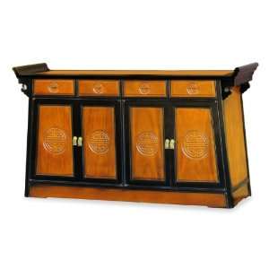    Chinese Altar Style Cabinet   Natural & Black