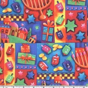  45 Wide Hallmark Chanukah Patchwork Red Fabric By The 