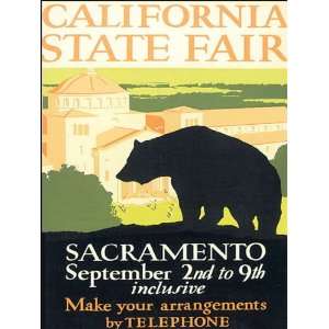  CALIFORNIA STATE FAIR SACRAMENTO BEAR SMALL VINTAGE POSTER 