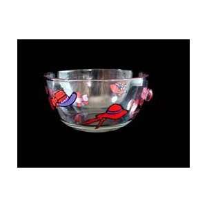  Red Hat Dazzle Design   Hand Painted   6 Serving Bowl 