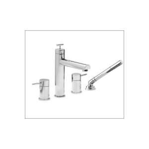 Aqua Brass Volare 9 4 Piece Curved Lever Deckmount Tub Filler with 
