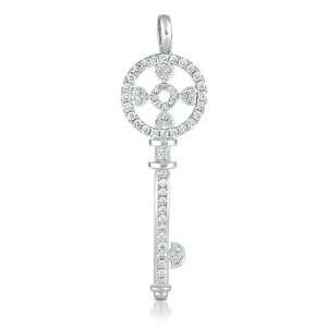    14k .79 Dwt Diamond White Gold Key Charm   JewelryWeb Jewelry