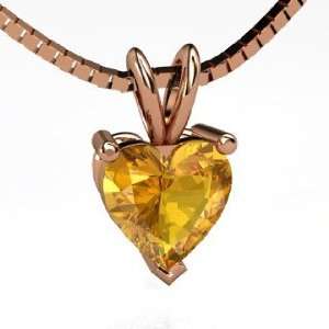   Brilliant Heart Pendant, Heart Citrine 14K Rose Gold Necklace Jewelry