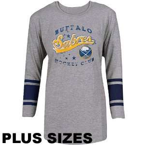   Sabres Womens Plus Size 3/4 Striped Sleeve T Shirt