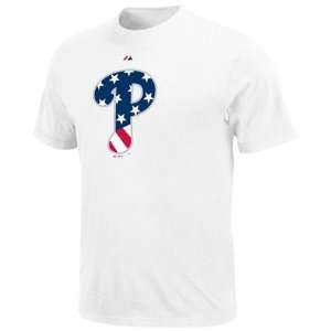   Phillies White Stars & Stripes Logo T shirt