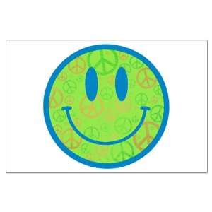    Large Poster Smiley Face With Peace Symbols 