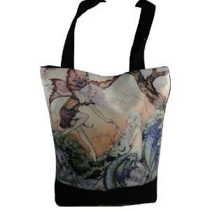   Mermaid Tote Bag with Zipper Pocket and Cell Phone Pouch by Amy Brown