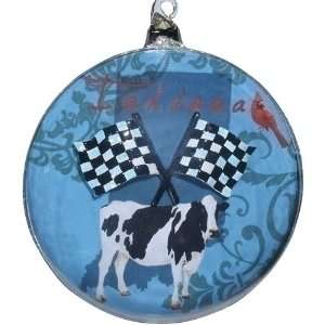  Pack of 6 State of Indiana Glass Disk Christmas Ornaments 