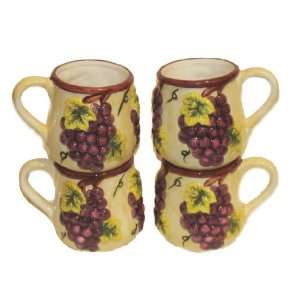 Lot of 4 Tuscany Grape Coffee Cups Mugs 