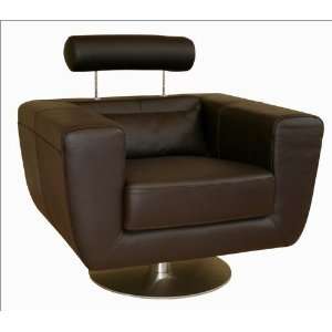  Premium Leather Swivel Accent Chair in Dark Brown
