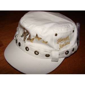  Hannah Montana White Cadet Cap Hat with Gold Butterflies 
