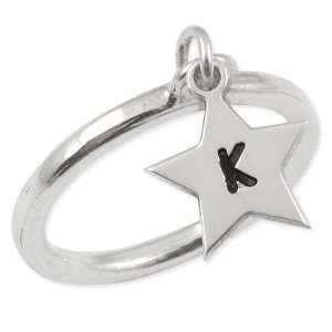  Sterling Silver Star Initial Ring Jewelry