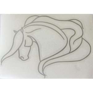   Silver Baroque or Spanish Horse Window Decal   Left Facing Automotive