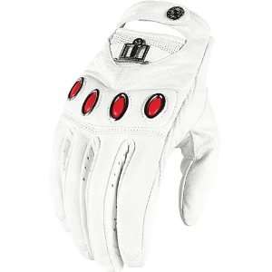  ICON WOMENS HELLA LEATHER GLOVES (SMALL) (WHITE 