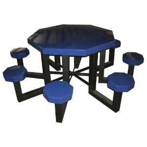   Tables 347A0011 48 Inch Octagon Aluminum Picnic Table, Blue Patio