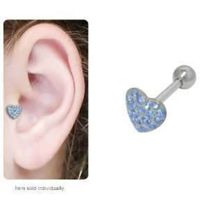  Surgical Steel Dark Blue Gem Heart Tragus Earring Jewelry
