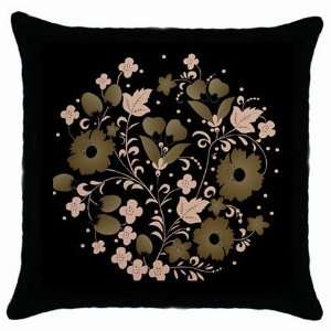 Brown & Pink Floral Throw Pillow Case 
