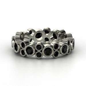  Hopscotch Eternity Band, 14K White Gold Ring with Black 