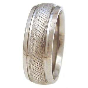 Titanium Ring Domed 2 Grooves with Knurled Center. Ring #53 Provide 