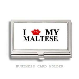  Maltese Love My Dog Paw Business Card Holder Case 