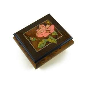   Single Pink Rose Musical Box From Sorrento, Italy