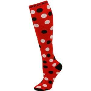  NCAA Maryland Terrapins Ladies Red Polka Dot Knee Socks 