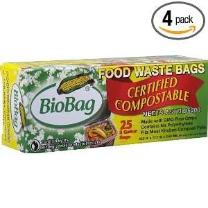 BioBag Food Waste Compostable Bags (3 Gallon), 25 Count Boxes (Pack of 