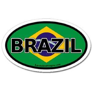  Brazil and Brazilian Flag Car Bumper Sticker Decal Oval 