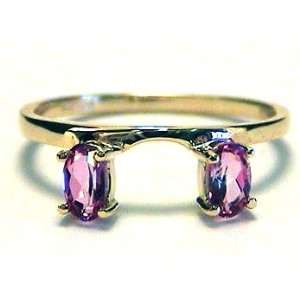  Pink Topaz Oval Ring Wrap Guard Enhancer 10k yellow gold Jewelry