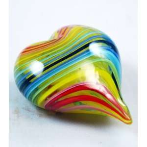  Murano Design Bright Rainbow Striped Heart Paperweight PW 