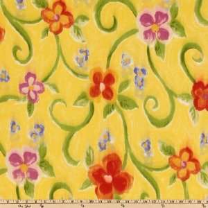 54 Wide Robert Allen Indoor/Outdoor Watercolor Floral Yellow Fabric 