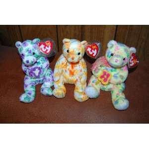 Ty Beanie Baby Bears Floral Print Shasta, Corsage, Bloom Ty Beanie 
