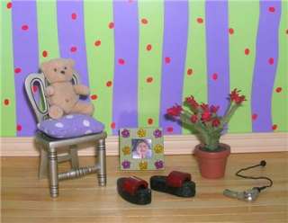AG Retro Minis 112 Dollhouse COMPLETE PURPLE ROOM with Lighted ILLUMA 