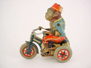 Vintage US Zone Germany Wind Up Arnold Monkey on Trike  