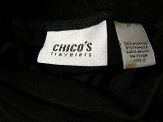 CHICOS TRAVELERS Black Mock Neck Sleeveless Slinky Stretch Long Dress 